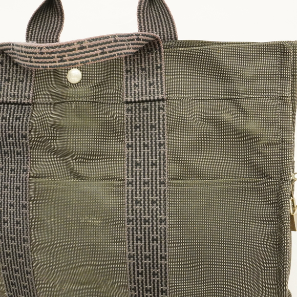 Auth Hermes Her Line Tote Bag Yale Line MM Women's Canvas Handbag,Tote Bag Black - Picture 7 of 10